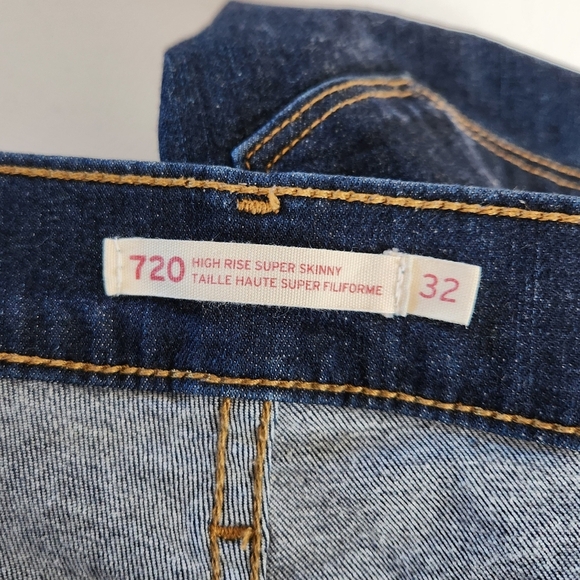 Levis 720 High Rise Super Skinny Jeans Dark Wash Stretchy Denim Womens Size 32 - Picture 7 of 12
